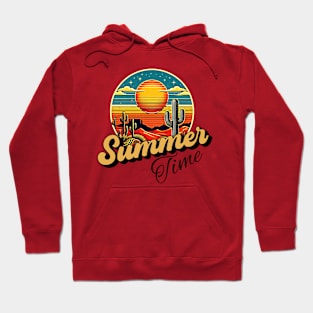 Summer time, sunset retro and cactus design for bright colors Hoodie